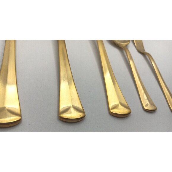 Reed & Barton Baquette Matte Gold 5 Piece Server Set 18/10 Stainless Flatware - Picture 3 of 8